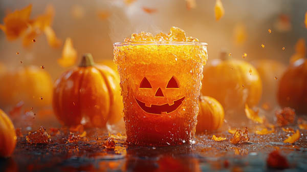 Halloween-themed-drink-with-pumpkins.